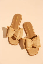 Load image into Gallery viewer, RESORT STAY -  Raffia Bow Sandals, Beach Slide, Summer Flat
