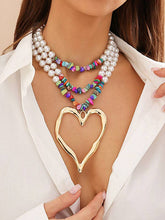 Load image into Gallery viewer, Beaded Contrast Color Heart Shape Dainty Necklace Necklaces Accessories
