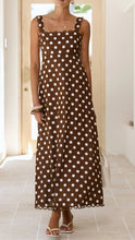 Load image into Gallery viewer, Chocolate polka lace trim strappy sundress
