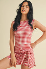 Load image into Gallery viewer, Gingham Print Sleeveless Wrap Tie Front Dress
