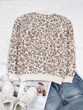 Load image into Gallery viewer, ROS-Retro Slouchy Leopard Print Crewneck Cardigan
