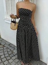 Load image into Gallery viewer, Y2k Boho Beach Polka Dots Strapless Ruched Dress
