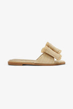 Load image into Gallery viewer, RESORT STAY -  Raffia Bow Sandals, Beach Slide, Summer Flat
