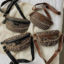 Load image into Gallery viewer, LEOPARD PRINT BLACK CHAIN STRAP FANNY BELT BAG_CWAB0923
