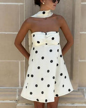 Load image into Gallery viewer, Tube White Polka Dot Mini Dress With Flowy Scarf
