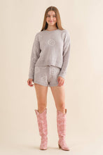 Load image into Gallery viewer, 17661SET - Cozy Sweater Top with Matching Elastic Shorts Set
