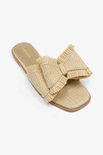 Load image into Gallery viewer, RESORT STAY -  Raffia Bow Sandals, Beach Slide, Summer Flat
