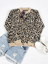 Load image into Gallery viewer, ROS-Retro Slouchy Leopard Print Crewneck Cardigan
