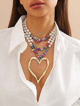 Load image into Gallery viewer, Beaded Contrast Color Heart Shape Dainty Necklace Necklaces Accessories
