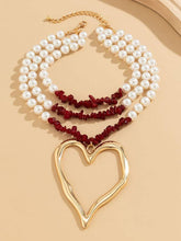 Load image into Gallery viewer, Beaded Contrast Color Heart Shape Dainty Necklace Necklaces Accessories
