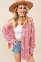 Load image into Gallery viewer, PINK SEQUIN BUTTON UP &quot;COUNT YOUR LUCKY STARS&quot;
