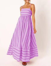 Load image into Gallery viewer, Vacation back smocked dress stripe strap maxi dress
