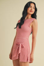 Load image into Gallery viewer, Gingham Print Sleeveless Wrap Tie Front Dress

