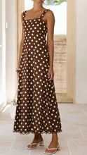 Load image into Gallery viewer, Chocolate polka lace trim strappy sundress
