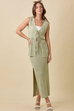 Load image into Gallery viewer, Long Crochet Knitted Vest With Front Tie Strap
