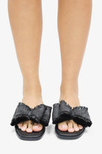 Load image into Gallery viewer, RESORT STAY -  Raffia Bow Sandals, Beach Slide, Summer Flat
