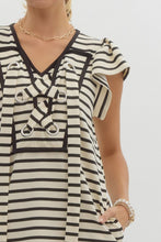Load image into Gallery viewer, ENTRO D25365 STRIPED GROMMET DRESS
