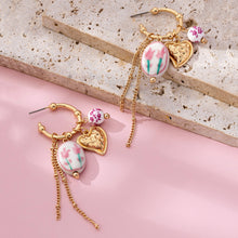 Load image into Gallery viewer, Chinoiserie Floral Charm Hoop Earrings | 80E61660
