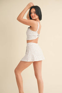 Ditsy Print Twist Back Crop Tank