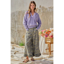 Load image into Gallery viewer, CAMOUFLAGE DENIM RUFFLED HEM MID RISE BLOOMER PANTS
