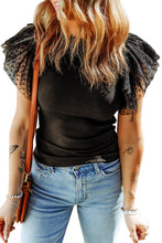 Load image into Gallery viewer, Dotted Mesh Ruffle Sleeve Top
