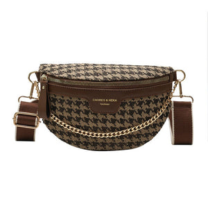 LEOPARD PRINT BLACK CHAIN STRAP FANNY BELT BAG_CWAB0923