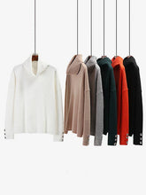 Load image into Gallery viewer, Casual Loose Solid Color High-Neck Long Sleeves Knitwear
