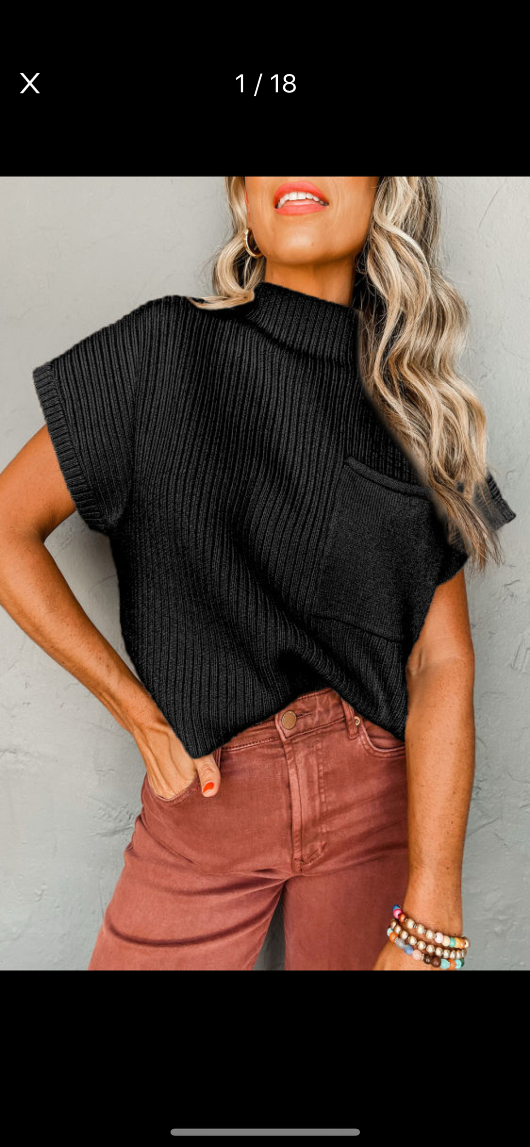 Ribbed Pocket Sweater Black