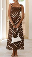 Load image into Gallery viewer, Chocolate polka lace trim strappy sundress
