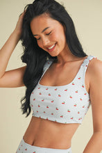 Load image into Gallery viewer, Cherry Print Ruched Bra Top
