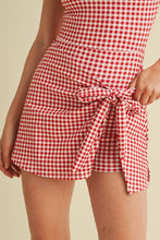 Load image into Gallery viewer, Gingham Print Sleeveless Wrap Tie Front Dress
