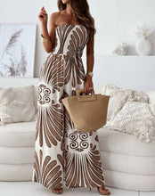 Load image into Gallery viewer, Fashionable Print Bandeau Waist-Cinching Jumpsuit
