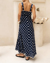 Load image into Gallery viewer, Chocolate polka lace trim strappy sundress
