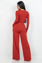 Load image into Gallery viewer, Long sleeve slinky bodysuit with matching flare pants set
