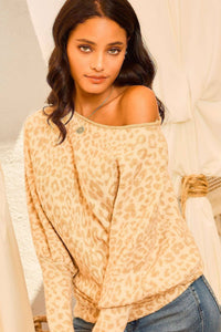 Long Bubble Sleeve Leopard Print Sweater