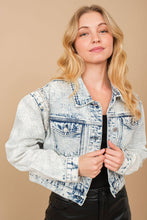 Load image into Gallery viewer, 80037J - Acid Washed Shoulder Beading Denim Jacket
