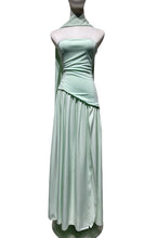 Load image into Gallery viewer, Effortless asymmetrical strapless evening dress w scarf
