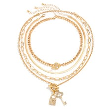Load image into Gallery viewer, SNAKE BONE CHAIN VINTAGE KEY BRACELET NECKLACE_CWAJE1148
