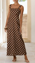 Load image into Gallery viewer, Chocolate polka lace trim strappy sundress
