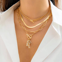 Load image into Gallery viewer, SNAKE BONE CHAIN VINTAGE KEY BRACELET NECKLACE_CWAJE1148

