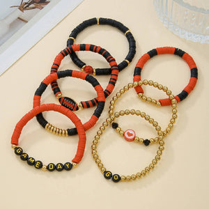FOOTBALL HANDMADE SOFT CLAY LETTER BRACELET SET_CWMM3534