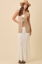 Load image into Gallery viewer, Long Crochet Knitted Vest With Front Tie Strap

