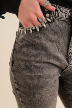 Load image into Gallery viewer, 22300P - Crop Stretch Ankle Button Heart Cut Out Denim Jeans
