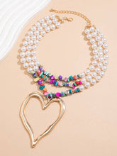 Load image into Gallery viewer, Beaded Contrast Color Heart Shape Dainty Necklace Necklaces Accessories
