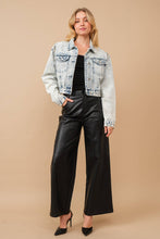 Load image into Gallery viewer, 80037J - Acid Washed Shoulder Beading Denim Jacket
