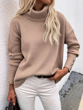 Load image into Gallery viewer, Casual Loose Solid Color High-Neck Long Sleeves Knitwear

