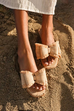 Load image into Gallery viewer, RESORT STAY -  Raffia Bow Sandals, Beach Slide, Summer Flat
