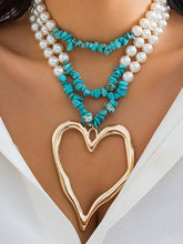 Load image into Gallery viewer, Beaded Contrast Color Heart Shape Dainty Necklace Necklaces Accessories
