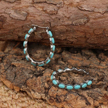 Load image into Gallery viewer, WESTERN TURQ STONE HOOP EARRINGS | 40E437
