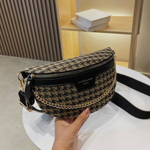 LEOPARD PRINT BLACK CHAIN STRAP FANNY BELT BAG_CWAB0923